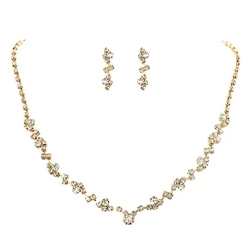Unicra Bride Crystal Necklace Earrings Set - Stunning Bridal Jewelry for Women