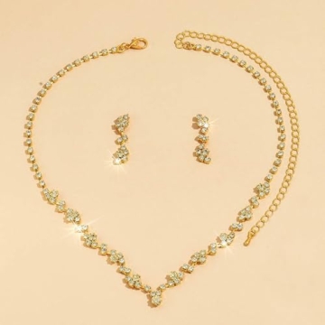 Unicra Bride Crystal Necklace Earrings Set for Weddings