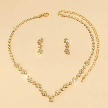 Unicra Bride Crystal Necklace Earrings Set for Weddings