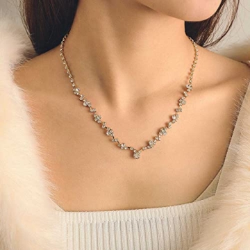 Unicra Bride Crystal Necklace Earrings Set for Weddings