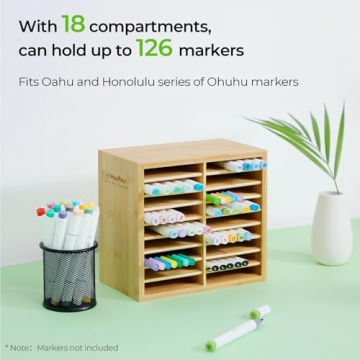 Ohuhu Bamboo Marker Organizer for Artists and Students