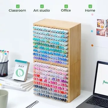 Ohuhu Bamboo Marker Organizer for Artists and Students