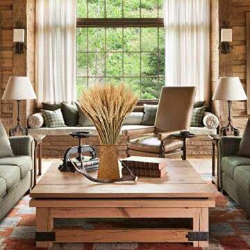 June Fox Dried Wheat Stalks, 100 Stems Wheat Sheaves for Decorating Wedding Table Home Kitchen (15.7...