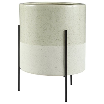 Rivet Round Mid-Century Ceramic Planter with Stand