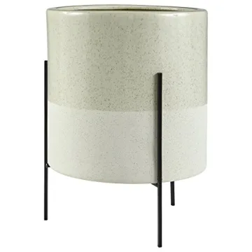 Rivet Round Mid-Century Ceramic Planter with Stand
