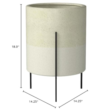 Rivet Round Mid-Century Ceramic Planter with Stand