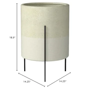 Rivet Round Mid-Century Ceramic Planter with Stand