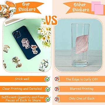 120 Pieces Mushroom Stickers for DIY Crafts and Decoration