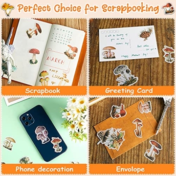 120 Pieces Mushroom Stickers for DIY Crafts and Decoration