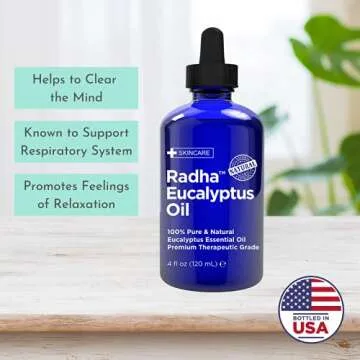 Radha Beauty Eucalyptus Essential Oil 4 oz - 100% Pure & Therapeutic Grade, Steam Distilled for Arom...