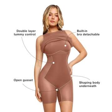 Popilush Shaper Dress Bodycon Mini Built in Shapewear Bra 9 1 Sleeveless Split Slip Dress for Women ...