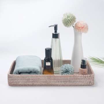 Handcrafted Rattan Serving Tray Set for Home Organization
