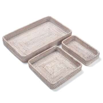Handcrafted Rattan Serving Tray Set for Home Organization