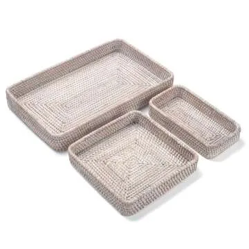 Handcrafted Rattan Serving Tray Set for Home Organization