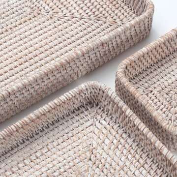 Handcrafted Rattan Serving Tray Set for Home Organization
