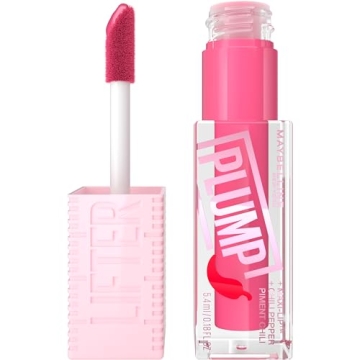 Maybelline Lifter Gloss Plump, Plumping Lip Gloss with Chili Pepper & 5% Maxi-Lip - Pink Sting, 1 Co...
