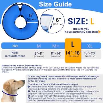 BARKLESS Inflatable Cone for Large Dogs, Soft Dog Donut Collar After Surgery to Stop Licking, Large ...