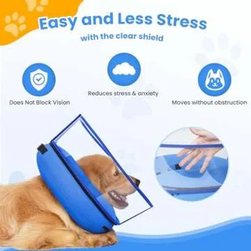BARKLESS Inflatable Cone for Large Dogs, Soft Dog Donut Collar After Surgery to Stop Licking, Large Inflatable Collar with Clear Anti-Licking Shield, Cone of Shame Alternatives