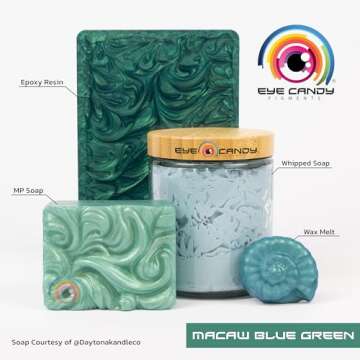 Eye Candy Pigments Premium Mica Powder - Macaw Blue Green (50gr) - for Epoxy, Resin, Soap, Paint, Woodworking, Acrylic Pouring, Bath Bombs, Fishing Lures - DIY Arts and Crafts Additive