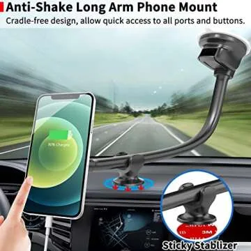 APPS2Car Magnetic Car Phone Holder Mount - Flexible Long Arm, Anti-Shake, 6 Strong Magnets, Compatib...