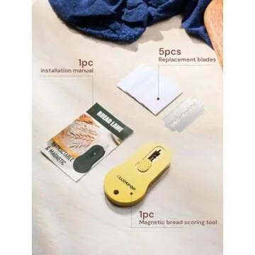 CLUEAPOP Bread Lame Sourdough Scoring Tool Extractable & Magnetic - Professional Dough Scoring Tool for Sourdough Bread Baking & Bread Making Tools - Scoring Patterns Booklet & 5 Razor Blades