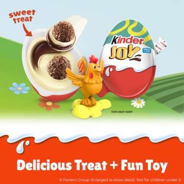Kinder Joy, 15 Easter Eggs, Cream and Chocolatey Wafers With Spring Toy Inside, Great for Easter Egg Hunts, 0.7 oz Each