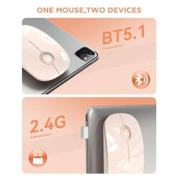RAPIQUE Bluetooth Wireless Mouse - Slim Dual Mode with Quiet Click, Low Power, 1600 DPI