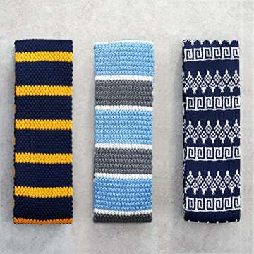 ZENXUS Men's Knit Skinny Ties, 3-Pack, Anti-Wrinkle, Machine Washable, 2.35" Wide, 58" Long, Solid, ...