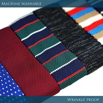 ZENXUS Men's Knit Skinny Ties, 3-Pack, Anti-Wrinkle, Machine Washable, 2.35" Wide, 58" Long, Solid, Stripe, Polka Dot, Classic Patterns, Set-05