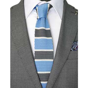 ZENXUS Men's Knit Skinny Ties, 3-Pack, Anti-Wrinkle, Machine Washable, 2.35" Wide, 58" Long, Solid, Stripe, Polka Dot, Classic Patterns, Set-05