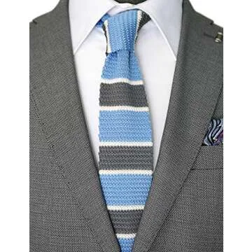 ZENXUS Men's Knit Skinny Ties, 3-Pack, Anti-Wrinkle, Machine Washable, 2.35" Wide, 58" Long, Solid, Stripe, Polka Dot, Classic Patterns, Set-05