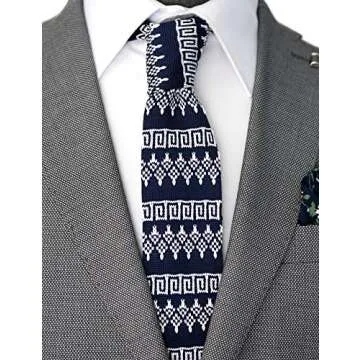 ZENXUS Men's Knit Skinny Ties, 3-Pack, Anti-Wrinkle, Machine Washable, 2.35" Wide, 58" Long, Solid, Stripe, Polka Dot, Classic Patterns, Set-05