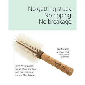 Ibiza Hair Boar Bristle Round Brush (B5-80mm) | Blonde Bristles & Cork Handle | Ideal for Color Treated Tresses | Soft Curls, Big Volume & Large Sections | Adds Shine for Long Styles