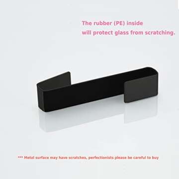 MOKIUER Towel Hook, Over Glass Door Hook for Bathroom, Suit for Frameless Glass Shower Door 0.39" (10 mm) Stainless Steel Matte Black, 3 Pack