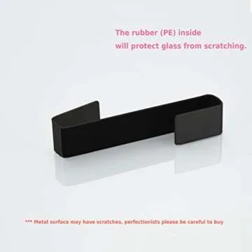 MOKIUER Towel Hook, Over Glass Door Hook for Bathroom, Suit for Frameless Glass Shower Door 0.39" (10 mm) Stainless Steel Matte Black, 3 Pack