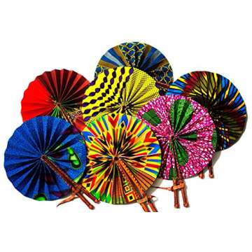Tess World Designs Random African Fabric Fan - Handmade Beauty in Vibrant Ankara