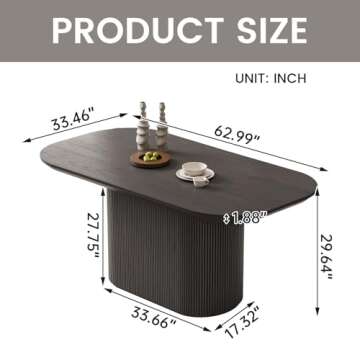 Guyii 62.99" Oval Dining Table, Modern Kitchen Table for 6 People, Indoor Rectangular Dining Room Ta...