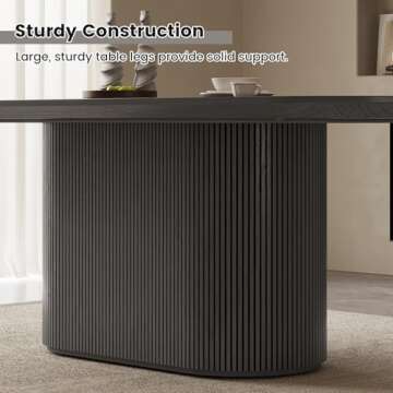 Guyii 62.99" Oval Dining Table, Modern Kitchen Table for 6 People, Indoor Rectangular Dining Room Table for Kitchen, Bar, Living Room, Home, Dark Grey, Table Only