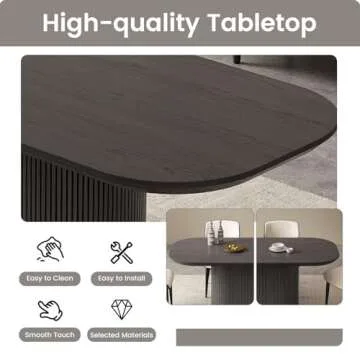 Guyii 62.99" Oval Dining Table, Modern Kitchen Table for 6 People, Indoor Rectangular Dining Room Table for Kitchen, Bar, Living Room, Home, Dark Grey, Table Only