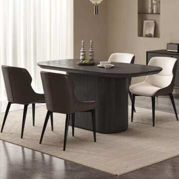 Guyii 62.99" Oval Dining Table, Modern Kitchen Table for 6 People, Indoor Rectangular Dining Room Table for Kitchen, Bar, Living Room, Home, Dark Grey, Table Only