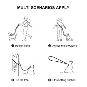 Hands Free Dog Leash 7.5ft Rope Crossbody Dog Leash Reflective for Large Medium Dogs Walking, Jogging and Running