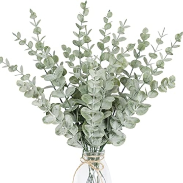 Tiyard 18pcs Eucalyptus Stems Artificial Eucalyptus Leaves Stems Artificial Fake Flowers for Home Of...