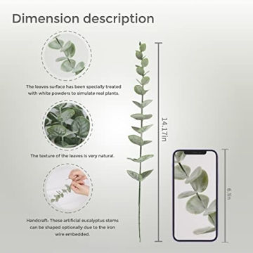 Tiyard 18pcs Realistic Artificial Eucalyptus Stems for Decor