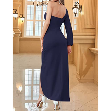 Elegant ZESICA One Shoulder Long Sleeve Cocktail Dress