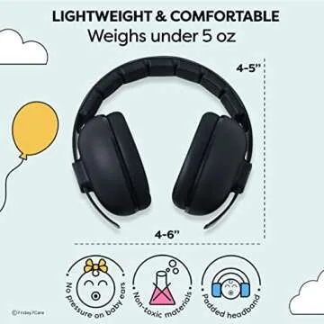 Friday 7Care Baby Headphones - Baby Ear Protection, Noise Cancelling Headphones with Adjustable Headband for Ages 0-36 Months, Black