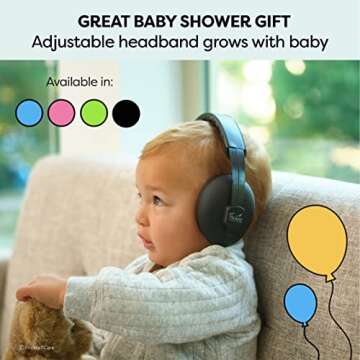 Friday 7Care Baby Headphones - Baby Ear Protection, Noise Cancelling Headphones with Adjustable Headband for Ages 0-36 Months, Black