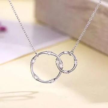 WISHMISS Sweet 16 Gifts for Girls, 16th birthday gifts for girls, 925 Sterling Silver Two Circle Interlocking for 16 Year Old Girls (16th-1)