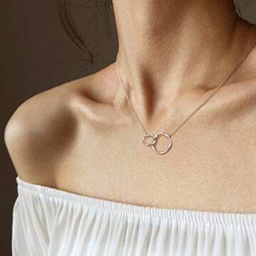 WISHMISS Sweet 16 Gifts for Girls, 16th birthday gifts for girls, 925 Sterling Silver Two Circle Interlocking for 16 Year Old Girls (16th-1)