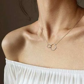 WISHMISS Sweet 16 Gifts for Girls, 16th birthday gifts for girls, 925 Sterling Silver Two Circle Interlocking for 16 Year Old Girls (16th-1)