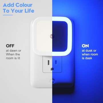 Sujeet Blue Night Light 4 Pack,Night Lights Plug into Wall 4-Pack, Nightlight Plug in Night Light, D...